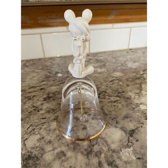 Disney Lenox 1997 Mickey Mouse Clear Etched Bell Stocking Cap Hat with Gift - Picture 2 of 3